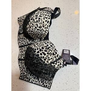 cacique NWT animal print with lace boost balconette bra womens 46DDD
